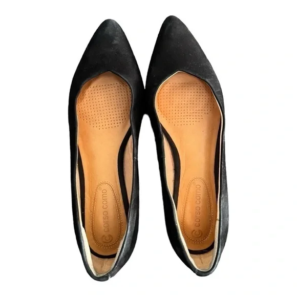 Corso Como Jullia Black Suede Pointed Toe Ballet Flats, Size 5.5 - Picture 2 of 7
